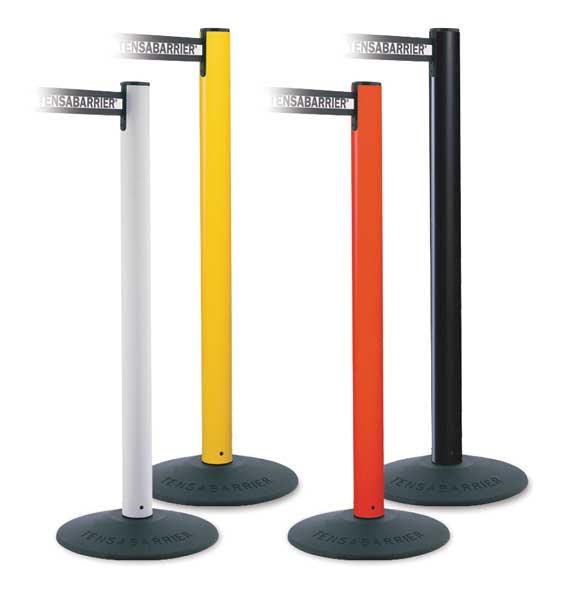 Barrier Post with Belt, PVC, White