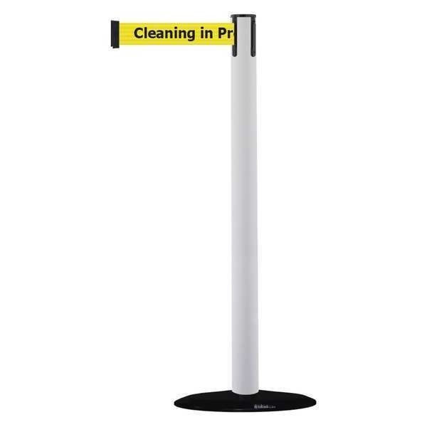 Barrier Post with Belt, PVC, White
