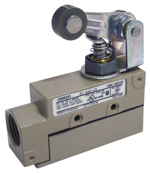 Limit Switch, Plunger, Roller Lever, SPDT, 15A @ 480V AC
