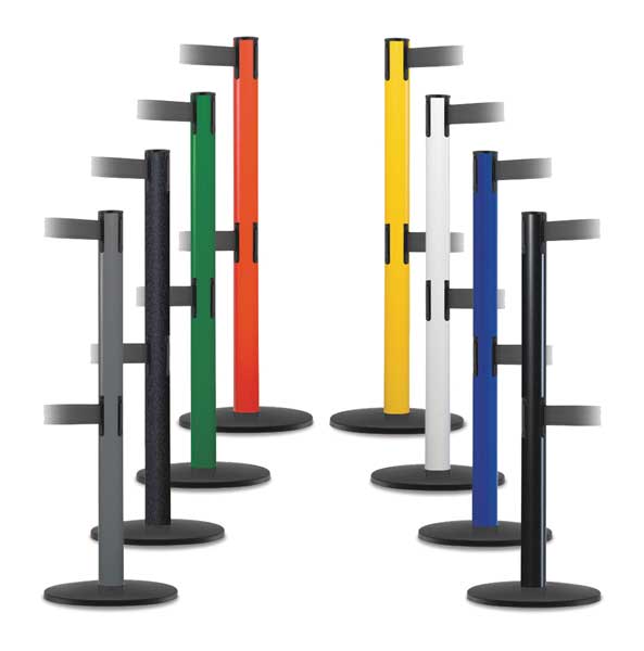 Barrier Post with Belt, Black No Scuff