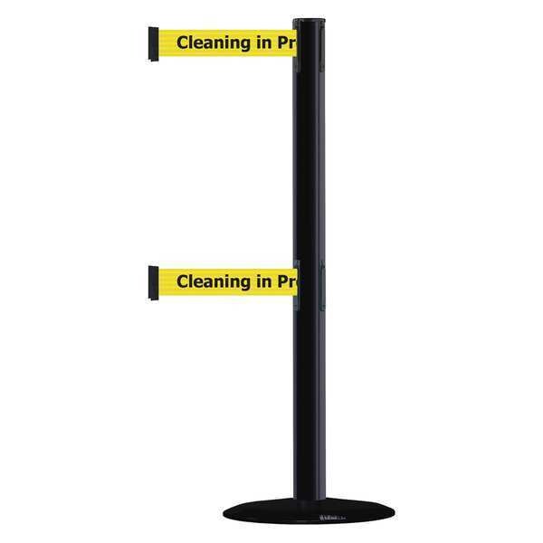 Barrier Post with Belt, Black No Scuff