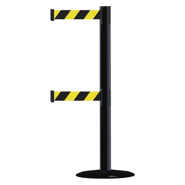 Barrier Post with Belt, Black No Scuff