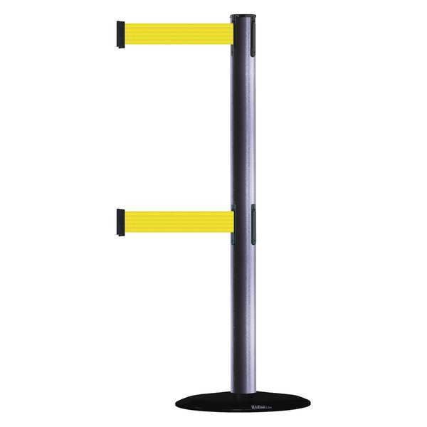 Barrier Post w/ Belt, 7-1/2 ft. L, Yellow