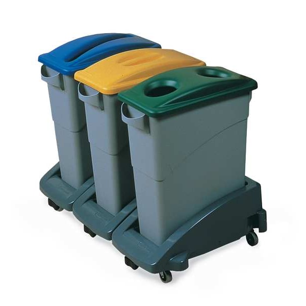 16 gal, 23 gal Dome Trash Can Lid, 11 1/4 in W/Dia, Gray, Polypropylene, 0 Openings