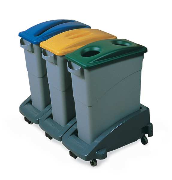 23 gal Dome Bottle and Can Recycling Top, 11 1/2 in W/Dia, Green, Plastic, 2 Openings