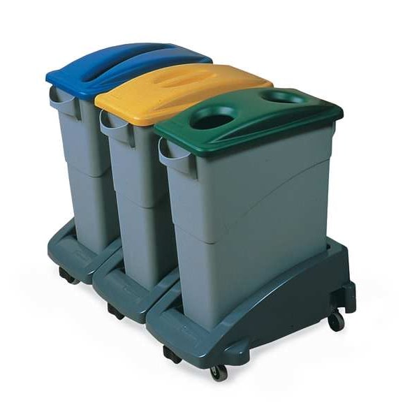 16 gal, 23 gal Dome Trash Can Lid, 11 1/4 in W/Dia, Gray, Polypropylene, 0 Openings