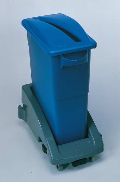 23 gal Dome Recycling Lid, 11 1/2 in W/Dia, Blue, Resin, 1 Openings