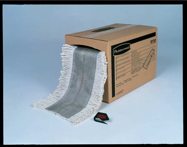 24 in L Dust Mop, Slide On Connection, Cut-End, White, Cotton, FGK15300WH00