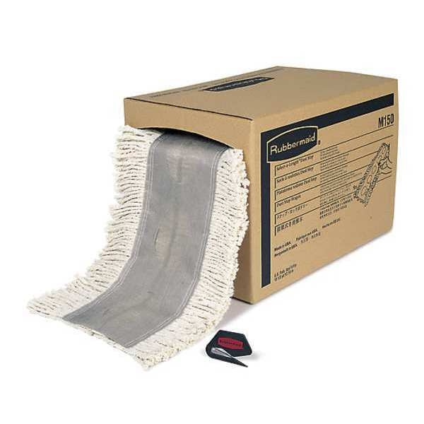 24 in L Dust Mop, Slide On Connection, Cut-End, White, Cotton, FGK15300WH00