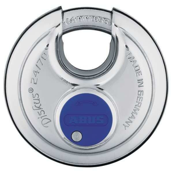Padlocks, Keyed Alike, Partially Hidden Shackle, Disc Stainless steel Body, Stainless Steel Shackle