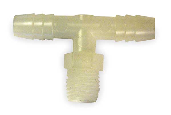 Male Tee, Thread To Barb, 1/2 In NPT, PK10