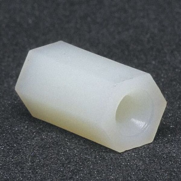 Hex Spacer, #6 Screw Size, Nylon, 3/4 in Overall Lg, 0.115 in Inside Dia, 10 PK