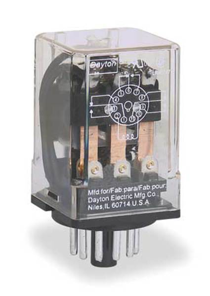 General Purpose Relay, 12V DC Coil Volts, Octal, 11 Pin, 3PDT