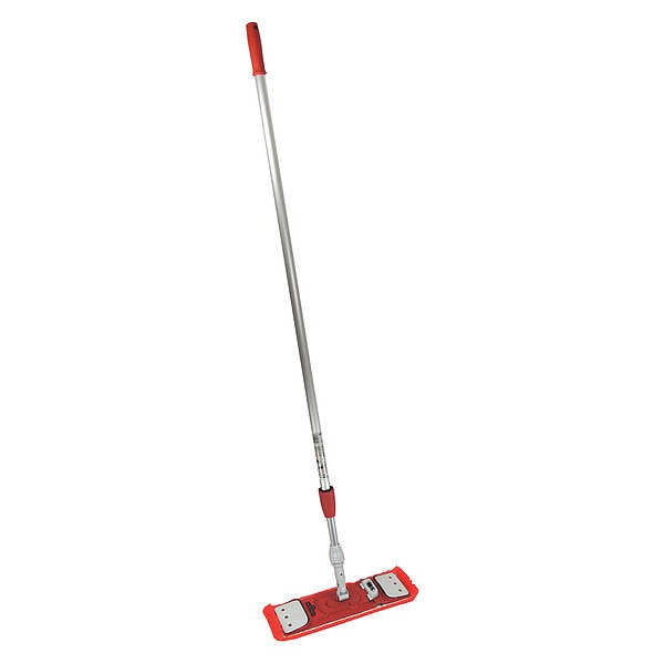 60 in L Flat Mop Kit, Clamp On Connection, Cut-End, Red, Aluminum/Microfiber/Plastic