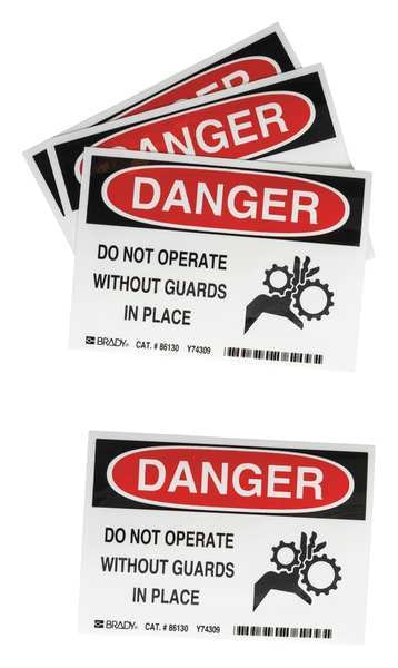 Equipment Label, 3-1/2 In. H, PK5, 86130