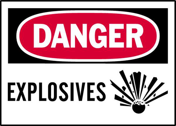 Danger Label, 3 1/2 in H, 5 in W, Polyester, Horizontal Rectangle, English, 86133