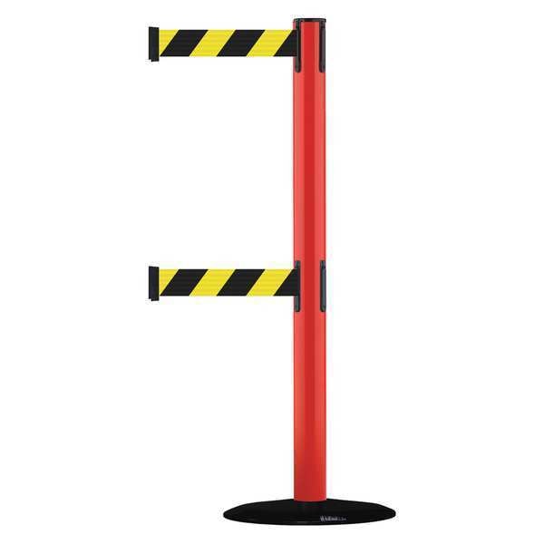 Barrier Post w/ Belt, Red, Black No Scuff