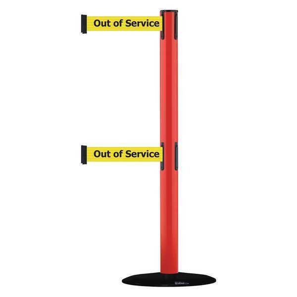 Barrier Post w/ Belt, Red, Black No Scuff