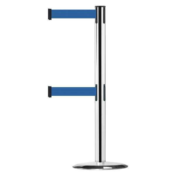 Barrier Post with Belt, 7-1/2 ft. L, Blue