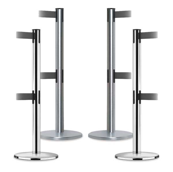 Barrier Post w/ Belt, 38 In. H, Metal Base