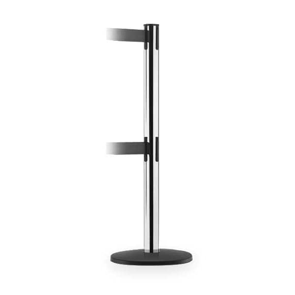 Barrier Post with Belt, Polished Chrome