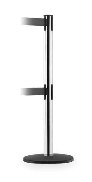 Barrier Post with Belt, Polished Chrome