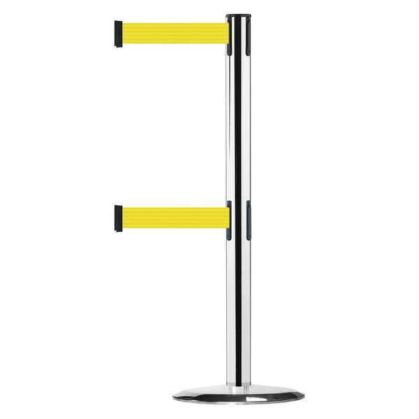 Barrier Post w/ Belt, 7-1/2 ft. L, Yellow