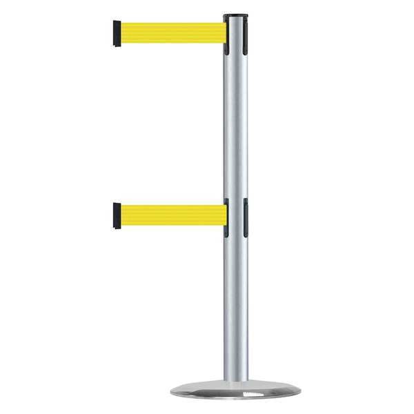 Barrier Post w/ Belt, 7-1/2 ft. L, Yellow
