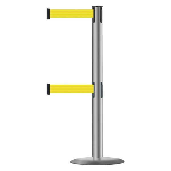Barrier Post w/ Belt, 7-1/2 ft. L, Yellow
