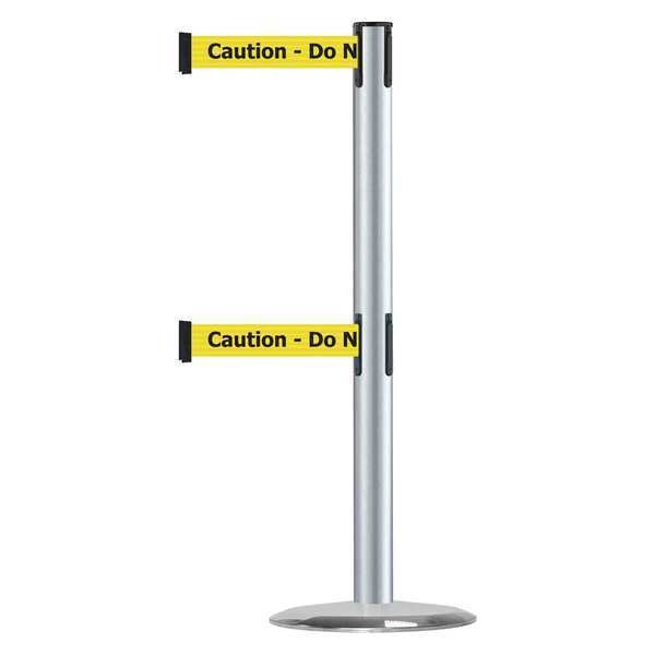 Barrier Post with Belt, Satin Chrome