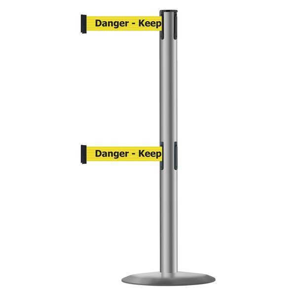 Barrier Post w/ Belt, 38 In. H, Metal Base