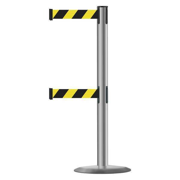 Barrier Post w/ Belt, 38 In. H, Metal Base