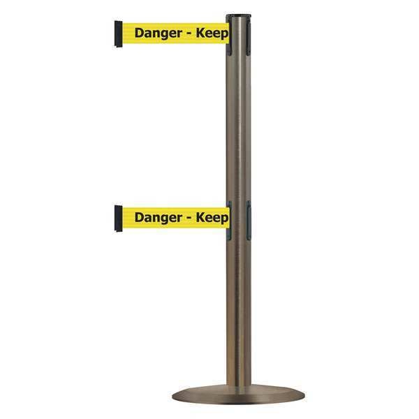 Barrier Post w/ Belt, 38 In. H, Metal Base