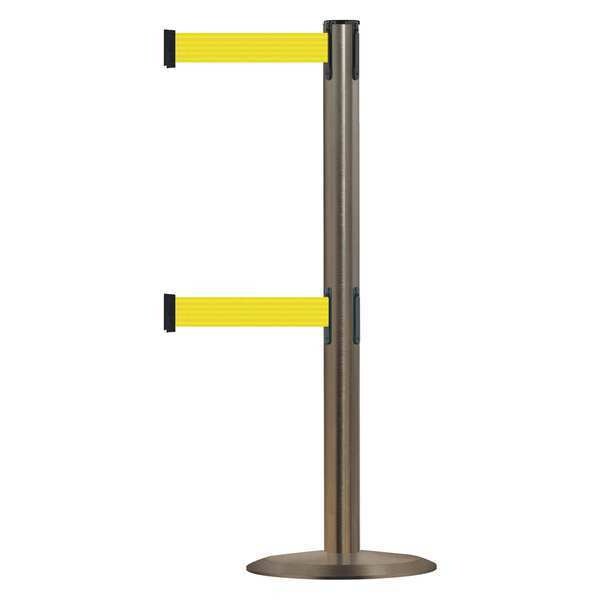 Barrier Post w/ Belt, 7-1/2 ft. L, Yellow