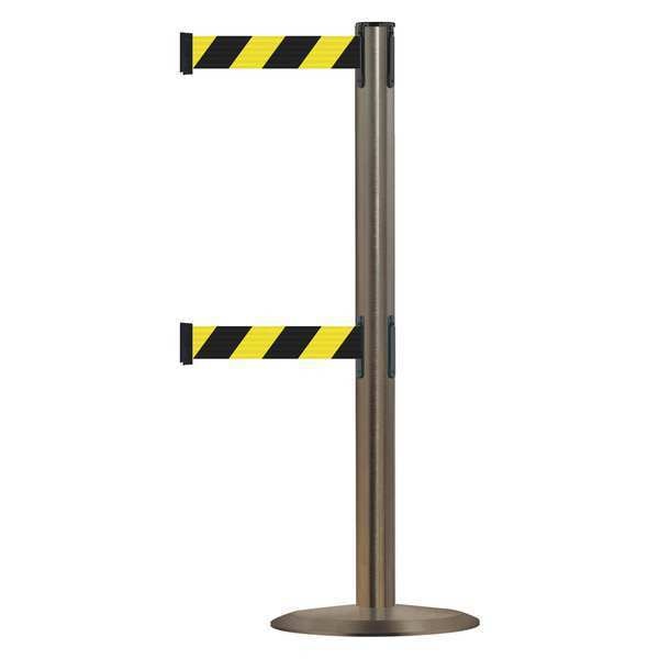 Barrier Post w/ Belt, 38 In. H, Metal Base