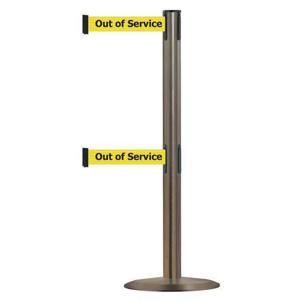 Barrier Post w/ Belt, 38 In. H, Metal Base