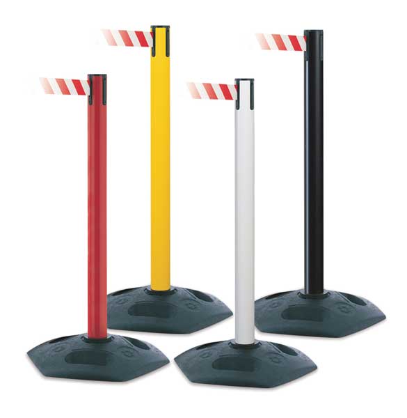Barrier Post with Belt, PVC, White