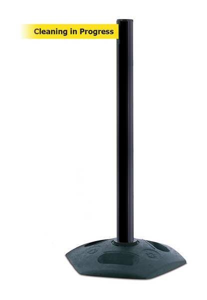 Barrier Post with Belt, PVC, Black
