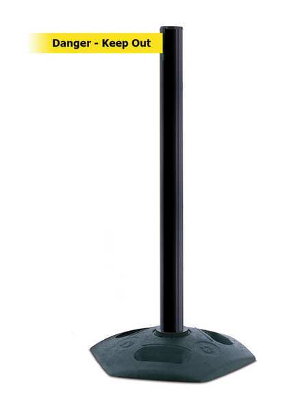 Barrier Post with Belt, PVC, Black