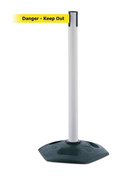 Barrier Post with Belt, PVC, White