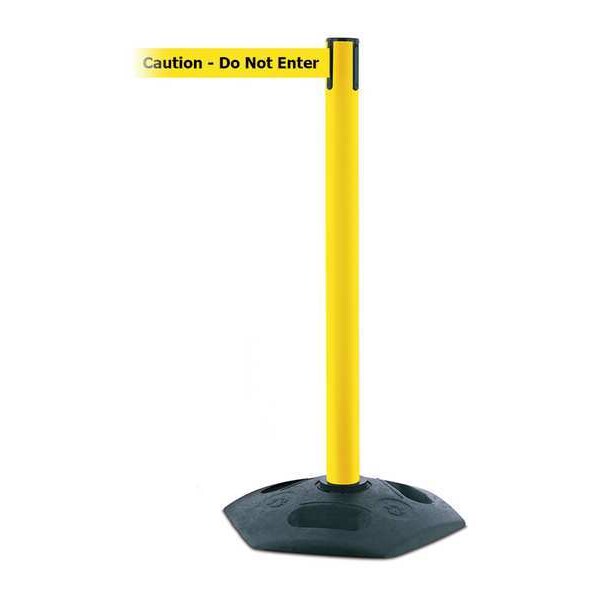 Barrier Post with Belt, PVC, Yellow
