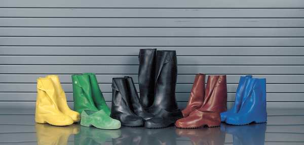 Overshoes, Mens, L, Pull On, Black, Rubber, PR