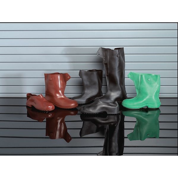 Overshoes, Mens, L, Pull On, Black, Rubber, PR