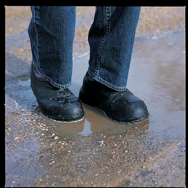 Overshoes, Mens, M, Pull On, Black, Rubber, PR