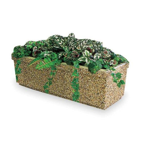 Security Planter, Rectangle, 48 In. L, Gray