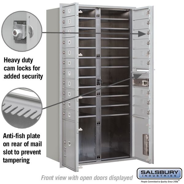 4C Standard Horizontal MailBox, Aluminum, Powder Coated, 20 Doors, Recessed