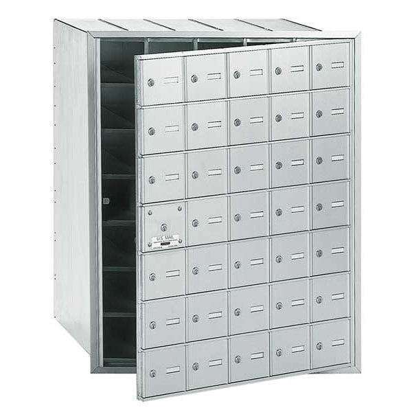 Standard Mailbox, Aluminum, Powder Coated, 35 Doors, Recessed, 4B, Horizontal