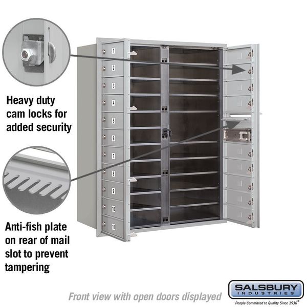 4C Standard Horizontal MailBox, Aluminum, Powder Coated, 20 Doors, Recessed