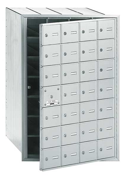 Standard Mailbox, Aluminum, Powder Coated, 28 Doors, Recessed, 4B, Horizontal