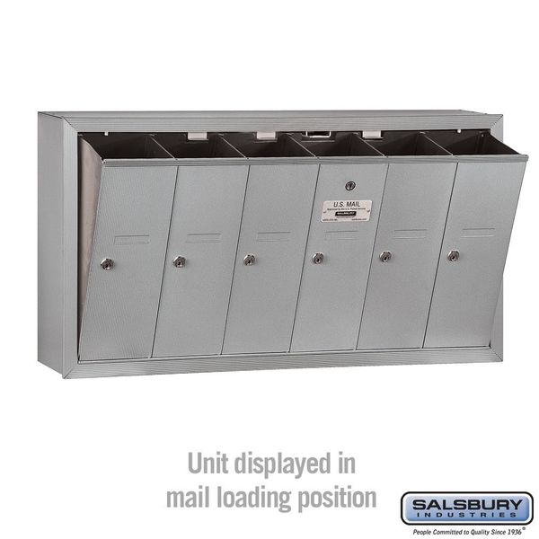 Vertical Mailbox, Aluminum, Powder Coated, 6 Doors, Surface, -